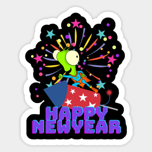 Happy New year 2023, Rocket Fire work Sticker